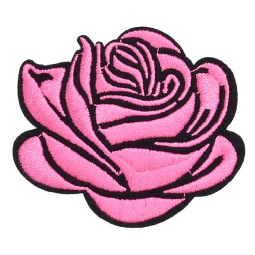 10 Stück 7.4 x 6.4 cm Blumen Applikation,Bestickte Aufnäher,Bunte Rosen Bügelflicken Reparaturflicken,Bestickte Flicken,Blumen DIY-Aufnäher für Jacken Jeans Hosen Rucksäcke Kleidung,Rosa von Blausky