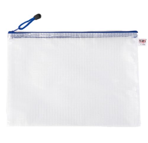 10 Stück Dokumententaschen,Transparente Datei Taschen Kunststoff Reißverschlusstasche Wasserdichte Mesh Bag,Zipper Pockets für Dokument Papier Quittungen Kosmetik,(Dicke Version) Weiß,A4 (34×24cm) von Blausky