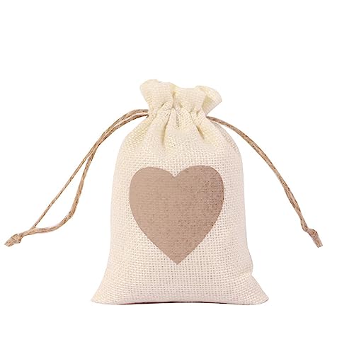 10 Stück Jute-Geschenktüten,Kleine Stoffbeutel Liebessack-Tasche,Jutesäckchen mit Kordelzug,Adventskalender Säcke,Leinen-Säckchen zum Aufbewahrung Schmuck Geschenk Gewürze,Cremeweiß B,10 x 14 cm von Blausky