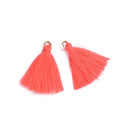 100 Stück Mini Quasten Anhänger,3 cm Bunte Quaste,Mini Tassel Charm,Seidig Weiche Bunte Quasten,Handgefertigtes Quasten für Schmuckherstellung DIY Bastelzubehör Lesezeichen Wohnkultur,Leuchtorange von Blausky