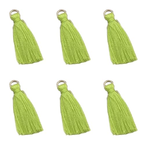 100 Stück Mini Quasten Anhänger,3 cm Bunte Quaste,Mini Tassel Charm,Seidig Weiche Bunte Quasten,Handgefertigtes Quasten für Schmuckherstellung DIY Bastelzubehör Lesezeichen Wohnkultur,Fruchtgrün von Blausky