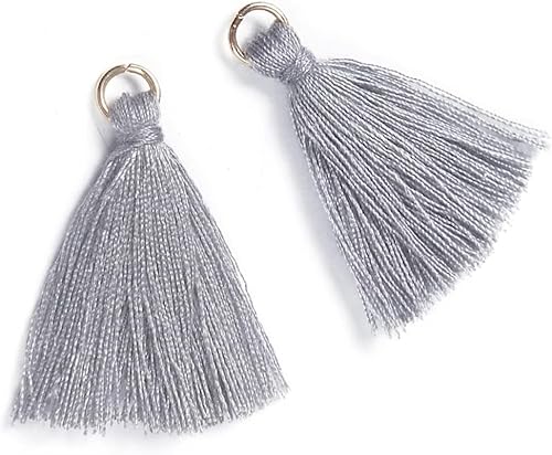 100 Stück Mini Quasten Anhänger,3 cm Bunte Quaste,Mini Tassel Charm,Seidig Weiche Bunte Quasten,Handgefertigtes Quasten für Schmuckherstellung DIY Bastelzubehör Lesezeichen Wohnkultur,Hellgrau von Blausky