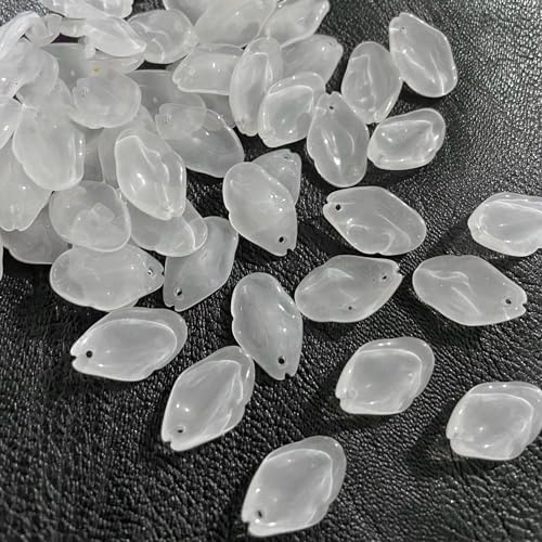 100 Stück Perlen aus Glas Farbverlauf Blütenblattperlen Glasperlen Mehrfabige Blütenblatt Perlen zum Auffädeln Bastelperlen Glitzerperlen für DIY Schmuck Anhänger Charms Haarnadel 13x20mm,Weiß A von Blausky