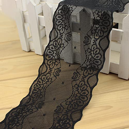 11 cm x 1 m Spitzenbordüre,Retro Spitzenborte,Breit Spitzenband,Spitzen Band,Dekoband Zierband,Stickereispitze Elegante,für Nähen DIY Handwerk Dessous Hochzeitskleid Tischdekoration,Schwarz von Blausky