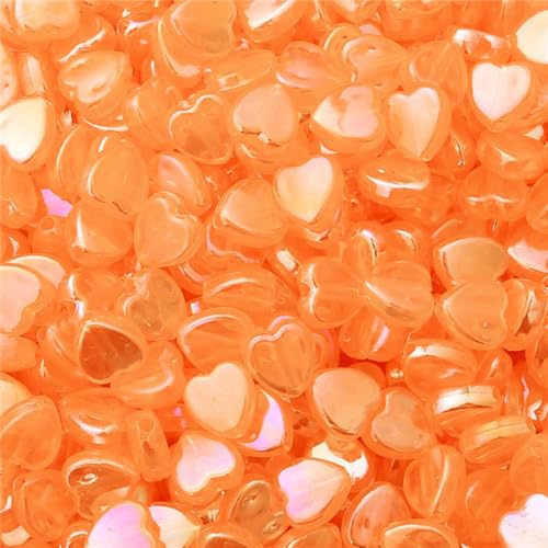 190 Stück Herzform Farben Perlen,Acrylperlen Transparent Bunte Perlen zum Auffädeln Acryl Herz Perlen Lose Perlen Pony-Perlen für DIY-Schmuckherstellung,Armbänder Ohrringe 8x9mm,Orange A von Blausky