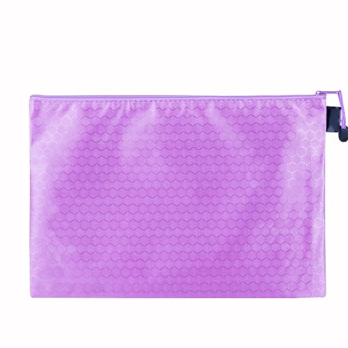 2 Stück Dokumententasche mit Fußballmuster,Canvas-Tasche Schreibwarentasche Wasserdichte Reißverschlusstasche zum Datei Papier Kosmetik Stift für Schule Zuhause Büro Reisen,Lila-A4(34x24cm) von Blausky