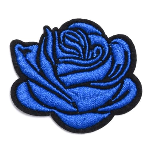 20 Stück 4.7 x 4.2 cm Blumen Applikation,Bestickte Aufnäher,Bunte Rosen Bügelflicken Reparaturflicken,Bestickte Flicken,Blumen DIY-Aufnäher für Jeans Jacken Hosen Rucksäcke Kleidung,Grau von Blausky