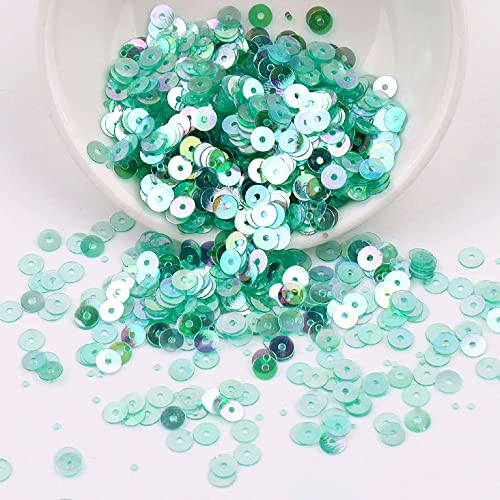 20g ca. 4000 Stück Glitzer Pailletten Flache Runde Pailletten Stickerei Pailletten,Irisierend Pailletten mit Loch,Basteln Lose Pailletten,zum Nähen Aufkleben Auffädeln,für DIY,Aquagrün von Blausky