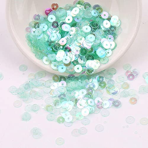 20g ca. 4000 Stück Glitzer Pailletten Flache Runde Pailletten Stickerei Pailletten,Irisierend Pailletten mit Loch,Basteln Lose Pailletten,zum Nähen Aufkleben Auffädeln,für DIY,Mintgrün von Blausky