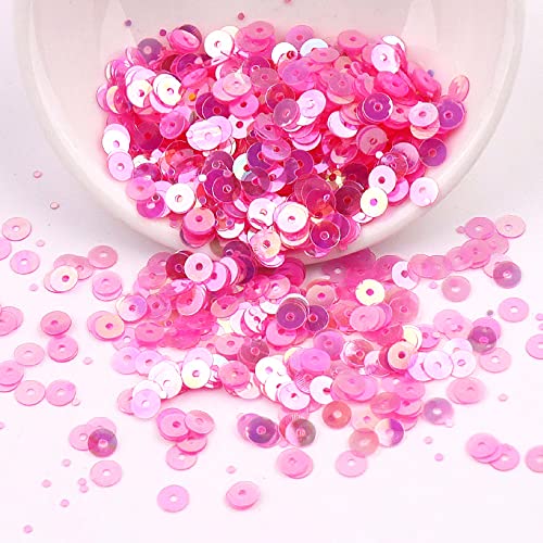 20g ca. 4000 Stück Glitzer Pailletten Flache Runde Pailletten Stickerei Pailletten,Irisierend Pailletten mit Loch,Basteln Lose Pailletten,zum Nähen Aufkleben Auffädeln,für DIY,Rosa von Blausky