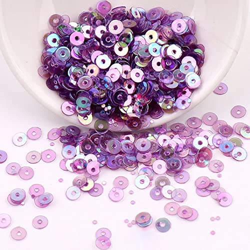 40g ca. 8000 Stück Glitzer Pailletten Flache Runde Pailletten Stickerei Pailletten,Irisierend Pailletten mit Loch,Basteln Lose Pailletten,zum Nähen Aufkleben Auffädeln,für DIY,Lila von Blausky