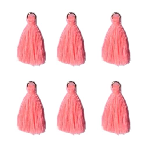 50 Stück Mini Quasten Anhänger,3 cm Bunte Quaste,Mini Tassel Charm,Seidig Weiche Bunte Quasten,Handgefertigtes Quasten für Schmuckherstellung DIY Bastelzubehör Lesezeichen,Fluoreszierendes Rosa von Blausky