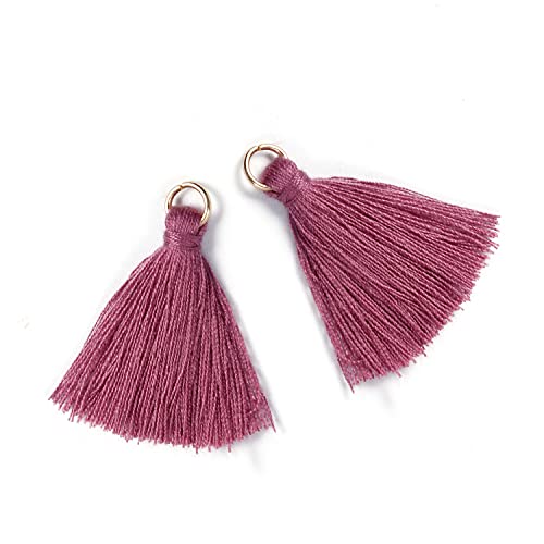 50 Stück Mini Quasten Anhänger,3 cm Bunte Quaste,Mini Tassel Charm,Seidig Weiche Bunte Quasten,Handgefertigtes Quasten für Schmuckherstellung DIY Bastelzubehör Lesezeichen Wohnkultur,Rosaviolett von Blausky