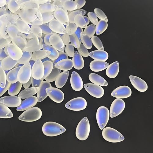 50 Stück Wassertropfenperlen,Perlen zum Auffädeln,Teardrop Glass Beads Lose Perlen mit Loch Mini Perlen Glasperlen,für Haarnadel Kopfschmuck DIY Anhänger,Ohrringe,8 x 14 mm,Blau von Blausky