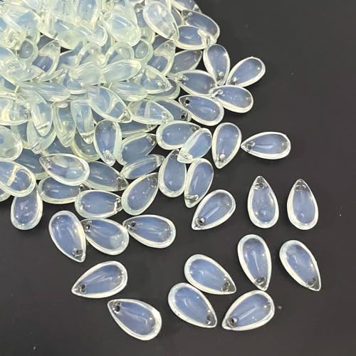 50 Stück Wassertropfenperlen,Perlen zum Auffädeln,Teardrop Glass Beads Lose Perlen mit Loch Mini Perlen Glasperlen,für Haarnadel Kopfschmuck DIY Anhänger,Ohrringe,8 x 14 mm,Weiß von Blausky