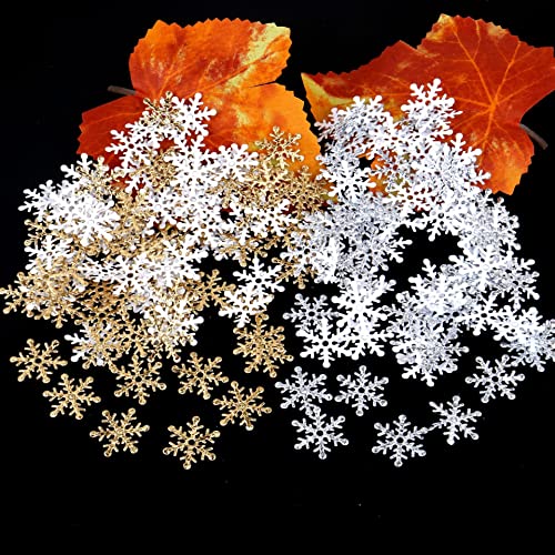 600 Stück Konfetti,Streudeko,Glitzer Weihnachtsdeko,Schneeflocken Deko Konfetti zum Werfen Platzieren Kleben,Weihnachten Confetti,Tischdeko für Jubiläen Partys Geburtstage DIY,Gold+Silber,1.5 cm von Blausky