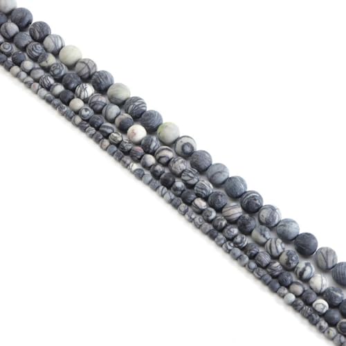 90 Stück 4mm Natürliche Perlen,Lose Perlen aus Gefrostetem Naturstein,mit Loch,Steinperlen zum Auffädeln,Runde Edelstein Perlen,Naturstein Perlen Spacer perlen für Armbänder Schmuck,Grau Blau Weiß von Blausky