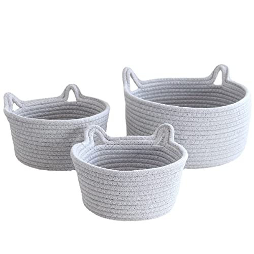 Blausky 1 Stück Baumwollseil-Aufbewahrungskorb,Korb Aufbewahrung,Körbe Geflochten mit Katzenohren,Tapelbare Multifunktionelle Organizer Körbe,Wickeltisch Organizer,für Kinderzimmer Bad,Grau,M 21x12cm Blausky 1 Stück Baumwollseil-Aufbewahrungskorb,Korb Aufbewahrung,Körbe Geflochten mit Katzenohren,Tapelbare Multifunktionelle Organizer Körbe,Wickeltisch Organizer,für Kinderzimmer Bad,Grau,M 21x12cm von Blausky