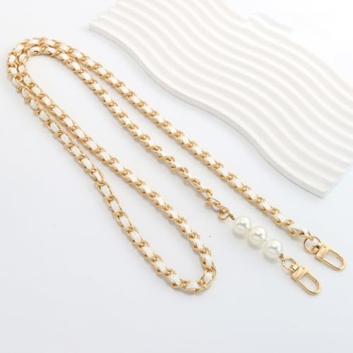 Blausky 1 Stück Taschenkette Metall Bag Chain,Handtasche Kette,Metall Kette Schulterriemen mit Perlen,Ersatzkette,Metall Kette für Tasche Ersatz-Zubehör,Geldbörse Handtaschen,Weiß+Goldkette,125 cm Blausky 1 Stück Taschenkette Metall Bag Chain,Handtasche Kette,Metall Kette Schulterriemen mit Perlen,Ersatzkette,Metall Kette für Tasche Ersatz-Zubehör,Geldbörse Handtaschen,Weiß+Goldkette,125 cm von Blausky