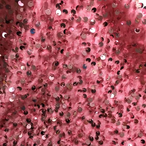 Blausky 1 Yard Paillettenstoff,Stretch-Flanell Stoff,Glitter Stoff,Steppstoff,Pailletten-Stoff,Sparkly Stoff,Glitzernder Stoff,Glitzer Material,Bunte Stoffe,für Kopfschmuck Hochzeitskleid,Dunkelrosa von Blausky