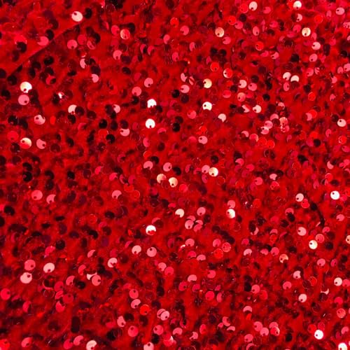 Blausky 1 Yard Paillettenstoff,Stretch-Flanell Stoff,Glitter Stoff,Steppstoff,Pailletten-Stoff,Sparkly Stoff,Glitzernder Stoff,Glitzer Material,Bunte Stoffe,für Kopfschmuck Hochzeitskleid,Rot von Blausky