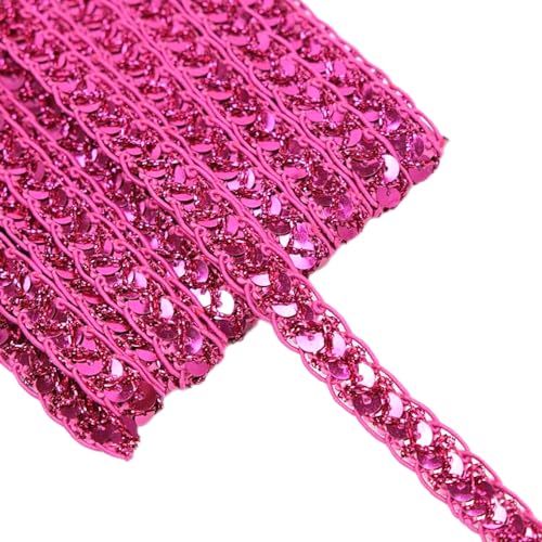 Blausky 1.2cm x 13m Paillettenband Gewelltes Paillette Trim,Stoff Ribbon Wohnung Paillettenband Glitzer,Pailletten Bänder,Applique Trim Spitzenband für Bühnenkostüme,Vorhänge und Hüte,Rosé von Blausky