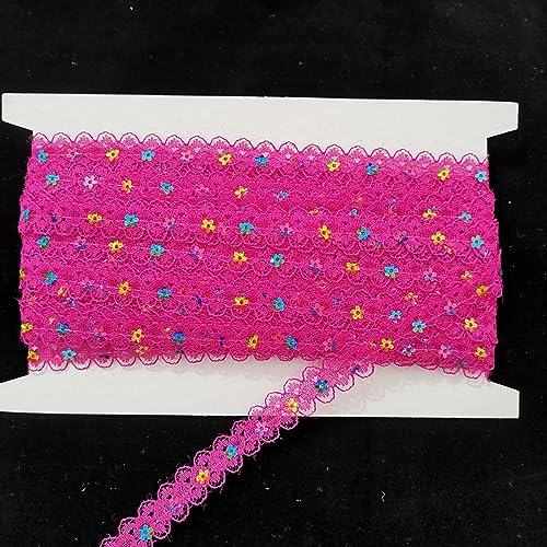 Blausky 1.5cm x 10m Farbiges Glitzer Paillettenband,Spitzenband Paillette Trim Dekoband mit Pflaume-Pailletten Spitzenbordüre zum Nähen für Bühnenkostüme Kleid Abendkleid DIY Handwerk,Rosenrot von Blausky