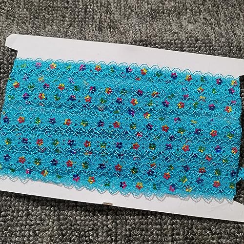 Blausky 1.5cm x 20m Farbiges Glitzer Paillettenband,Spitzenband Paillette Trim Dekoband mit Pflaume-Pailletten Spitzenbordüre zum Nähen für Bühnenkostüme Kleid Abendkleid DIY Handwerk,Seeblau von Blausky