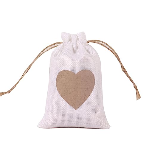 Blausky 10 Stück Jute-Geschenktüten,Kleine Stoffbeutel Liebessack-Tasche,Jutesäckchen mit Kordelzug,Adventskalender Säcke,Leinen-Säckchen zum Aufbewahrung Schmuck Geschenk Gewürze,Weiß,10 x 14 cm von Blausky