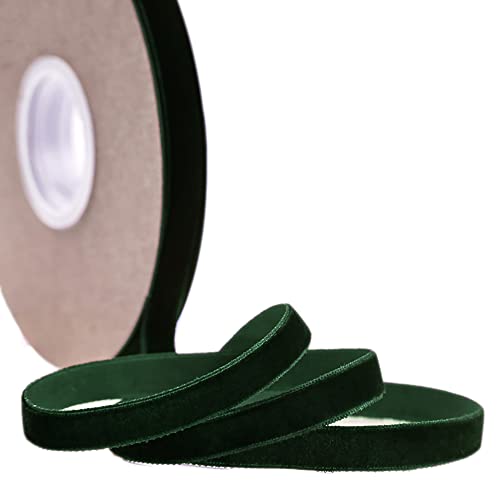 Blausky 10 mm x 20 Yards Samtband,Samt Dekoband,Schleifenband Bunte Bänder Schmuckband Geschenkband Samtborte Zierborte Borte Band Zierband zum Nähen Geschenkverpackung Dekoration,Dunkelgrün von Blausky