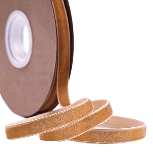 Blausky 10 mm x 20 Yards Samtband,Samt Dekoband,Schleifenband Bunte Bänder Schmuckband Geschenkband Samtborte Zierborte Borte Band Zierband zum Nähen Geschenkverpackung Dekoration,Khaki von Blausky