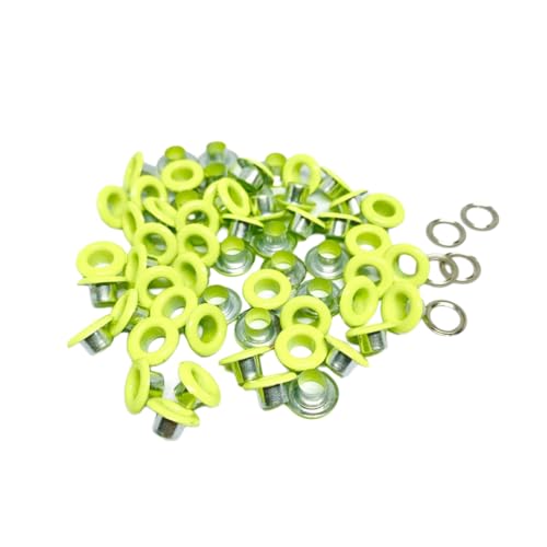 Blausky 100 Sets Innendurchmesser ca. 4mm Ösen Werkzeug,Metallösen Ösen-Sortiment Ösen Set mit Unterlegscheiben Nieten aus Eisen für Planen Leder Stoff Gürtel Handtaschen,Fluoreszierendes Grün Blausky 100 Sets Innendurchmesser ca. 4mm Ösen Werkzeug,Metallösen Ösen-Sortiment Ösen Set mit Unterlegscheiben Nieten aus Eisen für Planen Leder Stoff Gürtel Handtaschen,Fluoreszierendes Grün von Blausky