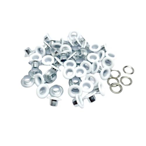 Blausky 100 Sets Innendurchmesser ca. 4mm Ösen Werkzeug,Metallösen Ösen-Sortiment Ösen Set mit Unterlegscheiben Nieten aus Eisen für Planen Leder Stoff Gürtel Schuhe Handtaschen,Weiß Blausky 100 Sets Innendurchmesser ca. 4mm Ösen Werkzeug,Metallösen Ösen-Sortiment Ösen Set mit Unterlegscheiben Nieten aus Eisen für Planen Leder Stoff Gürtel Schuhe Handtaschen,Weiß von Blausky