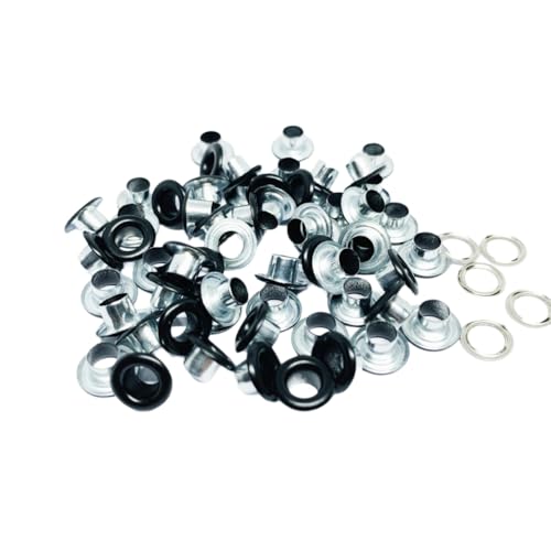 Blausky 100 Sets Innendurchmesser ca. 5mm Ösen Werkzeug,Metallösen Ösen-Sortiment Ösen Set mit Unterlegscheiben Nieten aus Eisen für Planen Leder Stoff Gürtel Schuhe Handtaschen,Schwarz B Blausky 100 Sets Innendurchmesser ca. 5mm Ösen Werkzeug,Metallösen Ösen-Sortiment Ösen Set mit Unterlegscheiben Nieten aus Eisen für Planen Leder Stoff Gürtel Schuhe Handtaschen,Schwarz B von Blausky