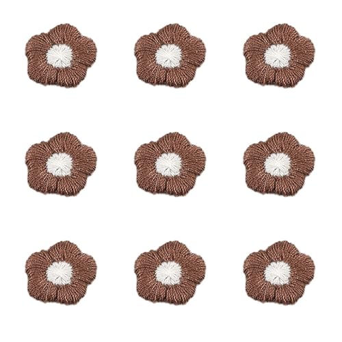 Blausky 100 Stück 1.3 cm Blume Applique,Mini Blumen Patches,DIY Gestickt Blume Patches,Bestickte Aufnäher,Kleidung Patch,Bunte Kleine Blumen-Patch zum Aufnähen,DIY-Zubehör,Braun von Blausky