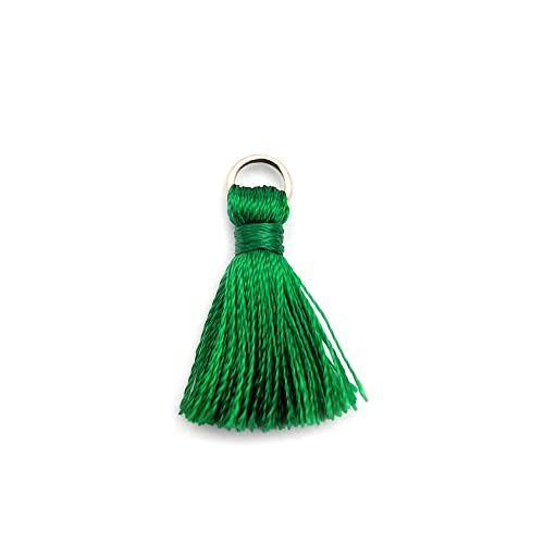 Blausky 100 Stück Handgemachte Quaste Anhänger,2 cm Troddel,Seidig Weiche Quasten,Mini Tassel Charm für Ohrringe Tasche Basteln Schlüsselanhänger Lesezeichen DIY Handwerk Zubehör,Hellgrün von Blausky