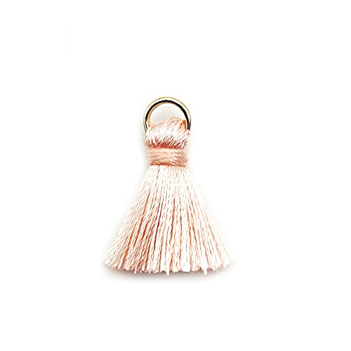 Blausky 100 Stück Handgemachte Quaste Anhänger,2 cm Troddel,Seidig Weiche Quasten,Mini Tassel Charm für Ohrringe Tasche Basteln Schlüsselanhänger Lesezeichen DIY Handwerk Zubehör,Hellrosa von Blausky