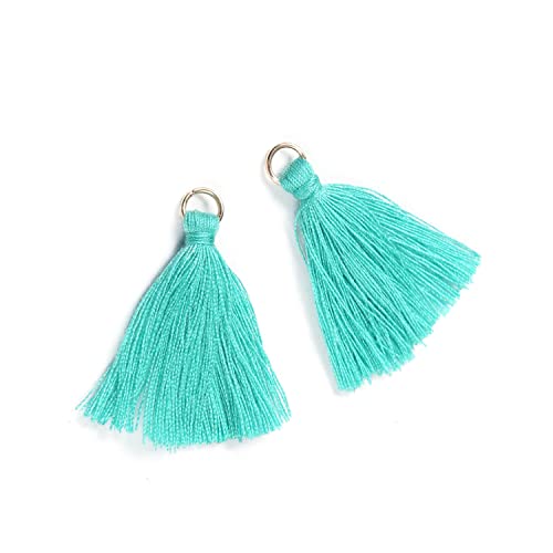 Blausky 100 Stück Mini Quasten Anhänger,3 cm Bunte Quaste,Mini Tassel Charm,Seidig Weiche Bunte Quasten,Handgefertigtes Quasten für Schmuckherstellung DIY Bastelzubehör Lesezeichen Wohnkultur,Blau von Blausky