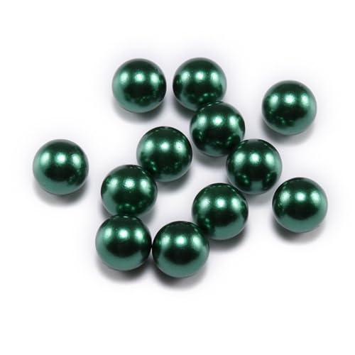 Blausky 100 Stück Perlen zum Basteln,Multicolor Lose Perlen Kunstperle mit Löchern ABS Imitat Perle Rund Perlen Kleine Füllstoff Perlen Pearl für Schmuckherstellung Handwerk Dekoration,Dunkelgrün,6mm von Blausky