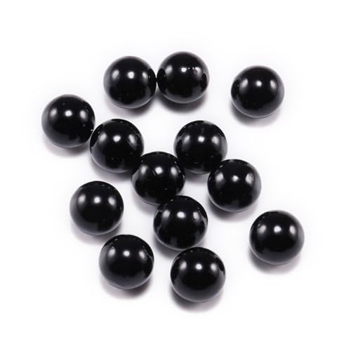 Blausky 100 Stück Perlen zum Basteln,Multicolor Lose Perlen Kunstperle mit Löchern ABS Imitat Perle Rund Perlen Kleine Füllstoff Perlen Pearl für Schmuckherstellung Handwerk Dekoration,Schwarz,8mm von Blausky