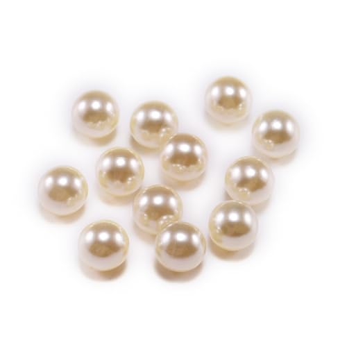 Blausky 100 Stück Perlen zum Basteln,Multicolor Lose Perlen Kunstperle mit Löchern ABS Imitat Perle Rund Perlen Kleine Füllstoff Perlen Pearl für Schmuckherstellung Handwerk Dekoration,Hellbraun,6mm von Blausky