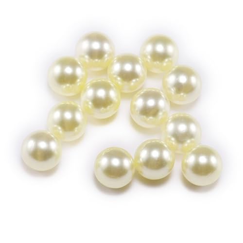 Blausky 100 Stück Perlen zum Basteln,Multicolor Lose Perlen Kunstperle mit Löchern ABS Imitat Perle Rund Perlen Kleine Füllstoff Perlen Pearl für Schmuckherstellung Handwerk Dekoration,Hellgelb,8mm von Blausky