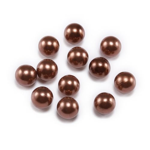 Blausky 100 Stück Perlen zum Basteln,Multicolor Lose Perlen Kunstperle mit Löchern ABS Imitat Perle Rund Perlen Kleine Füllstoff Perlen Pearl für Schmuckherstellung Handwerk Dekoration,Kaffee,10mm von Blausky