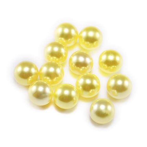 Blausky 100 Stück Perlen zum Basteln,Multicolor Lose Perlen Kunstperle mit Löchern ABS Imitat Perle Rund Perlen Kleine Füllstoff Perlen Pearl für Schmuckherstellung Handwerk Dekoration,Gelb,10mm von Blausky