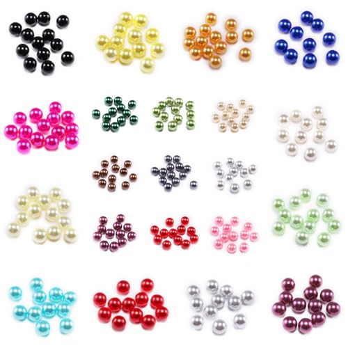 Blausky 100 Stück Perlen zum Basteln,Multicolor Lose Perlen Kunstperle mit Löchern ABS Imitat Perle Rund Perlen Kleine Füllstoff Perlen Pearl für Schmuckherstellung Handwerk Dekoration,Mix,6mm von Blausky