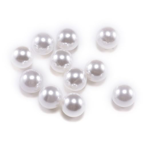 Blausky 100 Stück Perlen zum Basteln,Multicolor Lose Perlen Kunstperle mit Löchern ABS Imitat Perle Rund Perlen Kleine Füllstoff Perlen Pearl für Schmuckherstellung Handwerk Dekoration,Weiß,10mm von Blausky