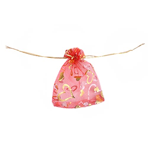 Blausky 100 Stück Schmuck Säckchen,Transparenter Organzabeutel Klein Schmuckbeutel mit Kordelzug Bunt Organzasäckchen zum Befüllen für Jubiläen Valentinstag Weihnachtsfest 10x13cm,Rot von Blausky