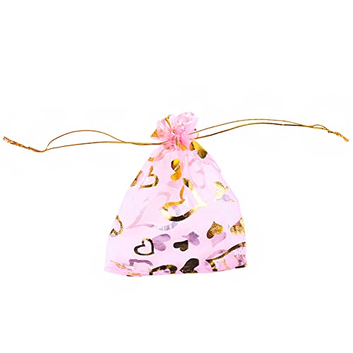 Blausky 100 Stück Schmuck Säckchen,Transparenter Organzabeutel Klein Schmuckbeutel mit Kordelzug Bunt Organzasäckchen zum Befüllen für Jubiläen Valentinstag Weihnachtsfest 17x23cm,Pink von Blausky