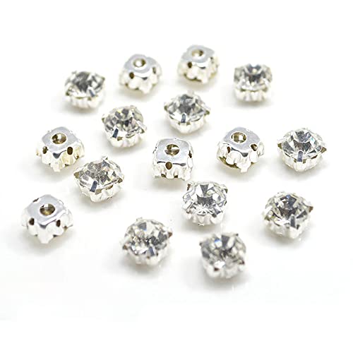 Blausky 100 Stück Strasssteine zum aufnähen,Flach Runder Diamant aus Glas,Glas Glitzersteine,Nähkrallen Kristalle Strasssteine für Kleid Kleidung Schuhe und DIY Handwerk,Transparent,6.9-7.2 mm von Blausky