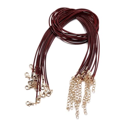 Blausky 10x50cm Lederband Kette,Lederschnur Gewachste Halskette Schnur Lederriemen mit Verschluss,1.5mm Schmuckband Lederkette für DIY Armband Anhänger Schmuckherstellung,Weinrot Blausky 10x50cm Lederband Kette,Lederschnur Gewachste Halskette Schnur Lederriemen mit Verschluss,1.5mm Schmuckband Lederkette für DIY Armband Anhänger Schmuckherstellung,Weinrot von Blausky